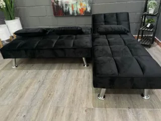 Divano letto nero in velluto