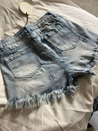 Pantaloncino/short jeans vita alta con frange