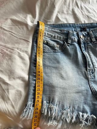 Pantaloncino/short jeans vita alta con frange