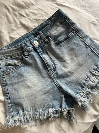 Pantaloncino/short jeans vita alta con frange