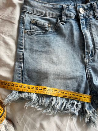 Pantaloncino/short jeans vita alta con frange