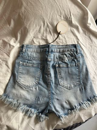 Pantaloncino/short jeans vita alta con frange