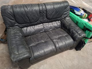 Sofá de cuero negro 2 plazas