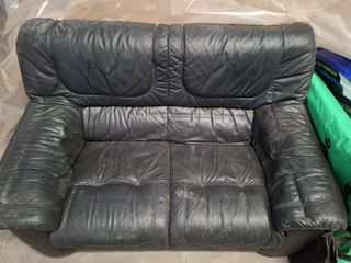 Sofá de cuero negro 2 plazas