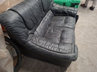 Sofá de cuero negro 2 plazas
