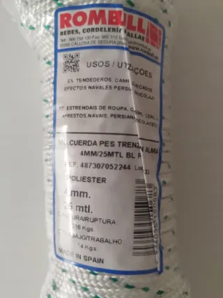 Cuerda Tendedero Rombull 4mm 25m Poliéster