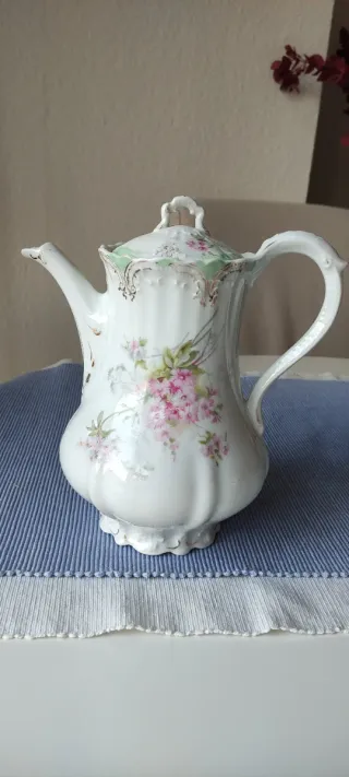 Cafetera Antigua Porcelana Flores