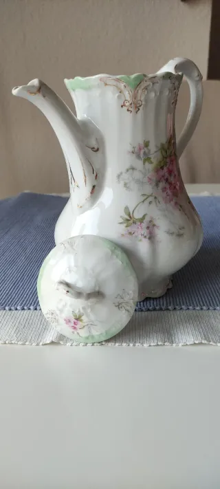 Cafetera Antigua Porcelana Flores