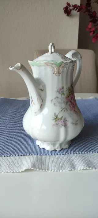 Cafetera Antigua Porcelana Flores