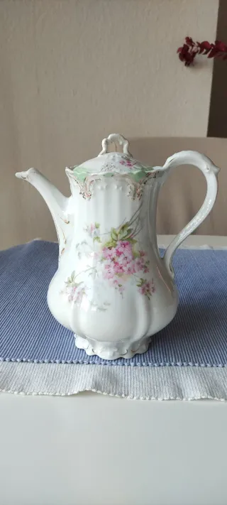 Cafetera Antigua Porcelana Flores