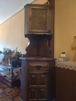 Mueble Rinconero Castellano Madera y Cristal