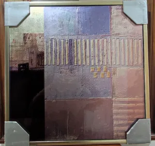 Cuadro moderno lacado dorado y morado