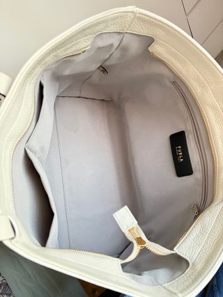 Bolso Furla Beige  y Dorado Piel 29x45x11 Asa 23