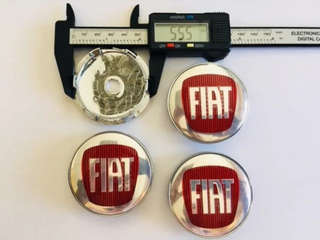 Centro de rueda Fiat plata y rojo 60mm