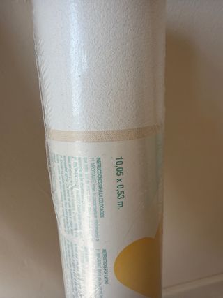 3 Rollos Papel Pintado Rayas Beige y Blanco