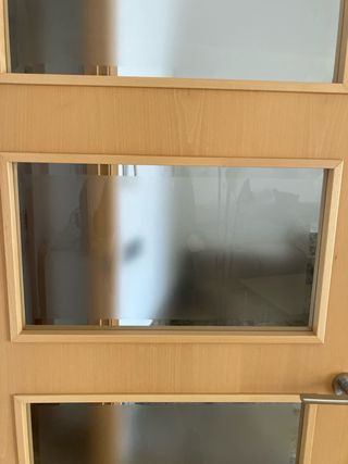 Puerta de salón de madera con cristal