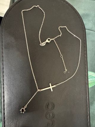 Colgante Plata Cruz con Brillante Negro