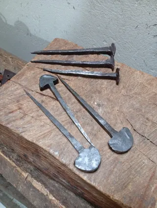 3 Clavos Antiguos Forja Grandes