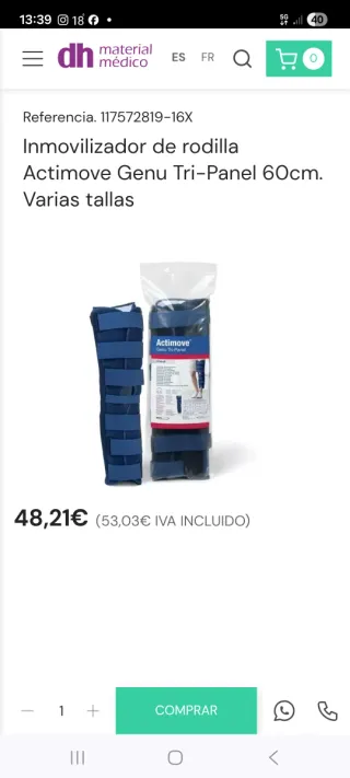 Inmovilizador de rodilla Actimove Genu Tri-Panel