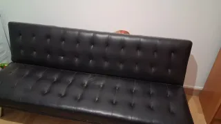 Sofá Cama Piel Sintética Negro
