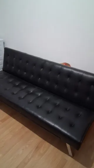 Sofá Cama Piel Sintética Negro