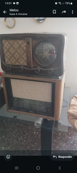 2 Radio antigua madera y dial circular