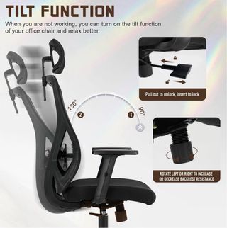 Silla Escritorio Ergonómica Negra + Ruedas Nuevas!