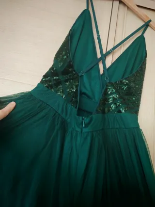 Vestido largo lentejuelas y tul verde