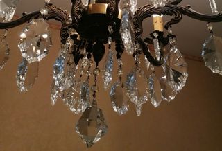 Lampadario vintage gocce oro e cristallo