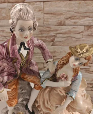 Capodimonte Ceramica Coppia Figure Barocche