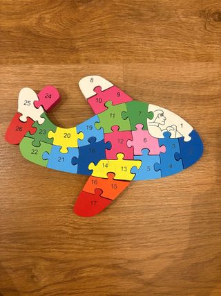 Puzzle avión madera números y abecedario