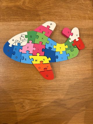 Puzzle avión madera números y abecedario