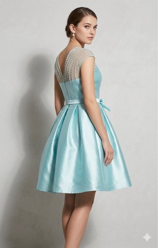 Vestido ceremonia verde con tul