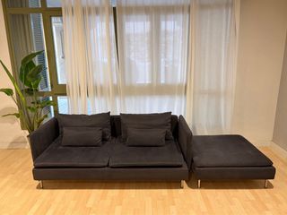 Sofá Soderhamn 3 plazas gris + módulo reposapiés