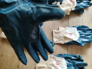 5 Pares Guantes Trabajo Azul/Beige Nuevos estrenar