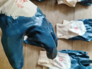 5 Pares Guantes Trabajo Azul/Beige Nuevos estrenar