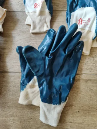 5 Pares Guantes Trabajo Azul/Beige Nuevos estrenar