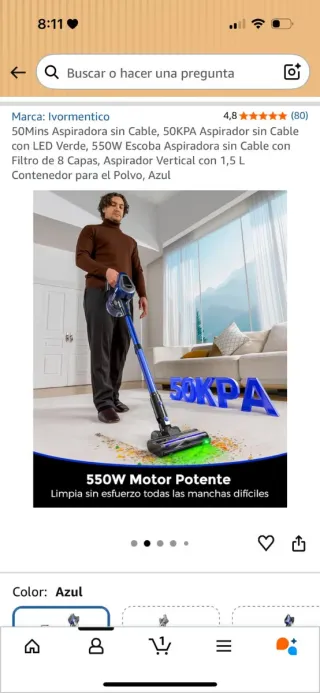 Aspiradora sin cable Ivormentico V15 Pro