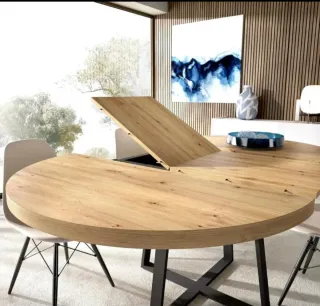 Mesa redonda madera y metal extensible