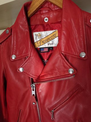 Chaqueta de Cuero Schott Roja