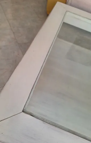 Mesa de centro madera y cristal. Restaurada.