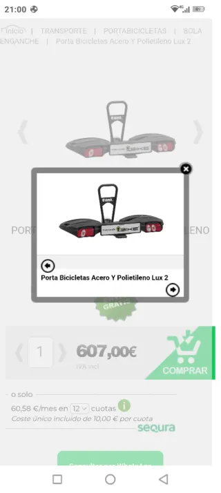 Portabicis 2bicis,Admite 60kg plegable apto E-bike