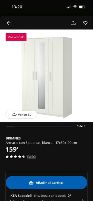 Armario 3 puertas con espejo Ikea