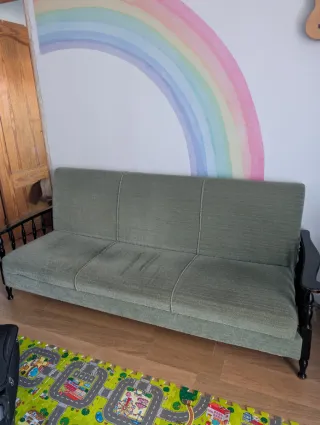 Sofá cama de tela verde 200 cm