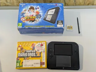 Nintendo 2DS Negra + caja + Super Mario Bros 2