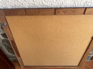 Conjunto espejo y mueble almacenaje madera