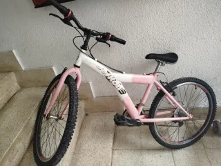 Bicicleta infantil rosa y blanca