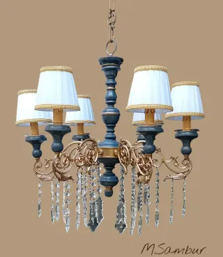 Lampadario cristallo oro e grafite