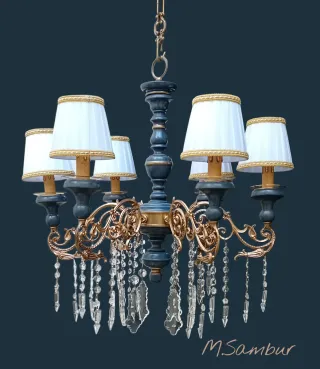 Lampadario cristallo oro e grafite