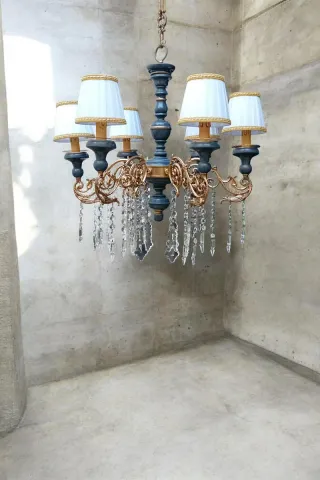 Lampadario cristallo oro e grafite